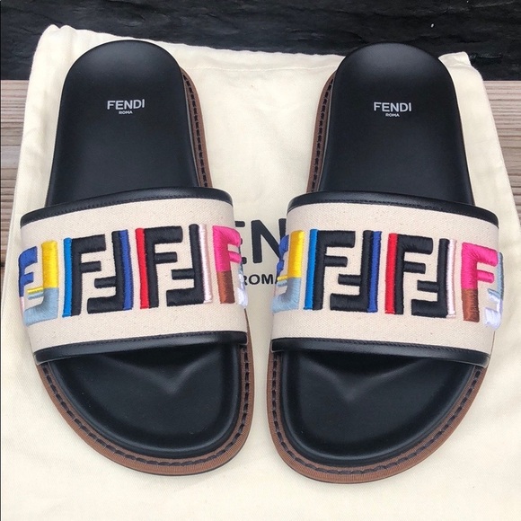 multicolor fendi slides
